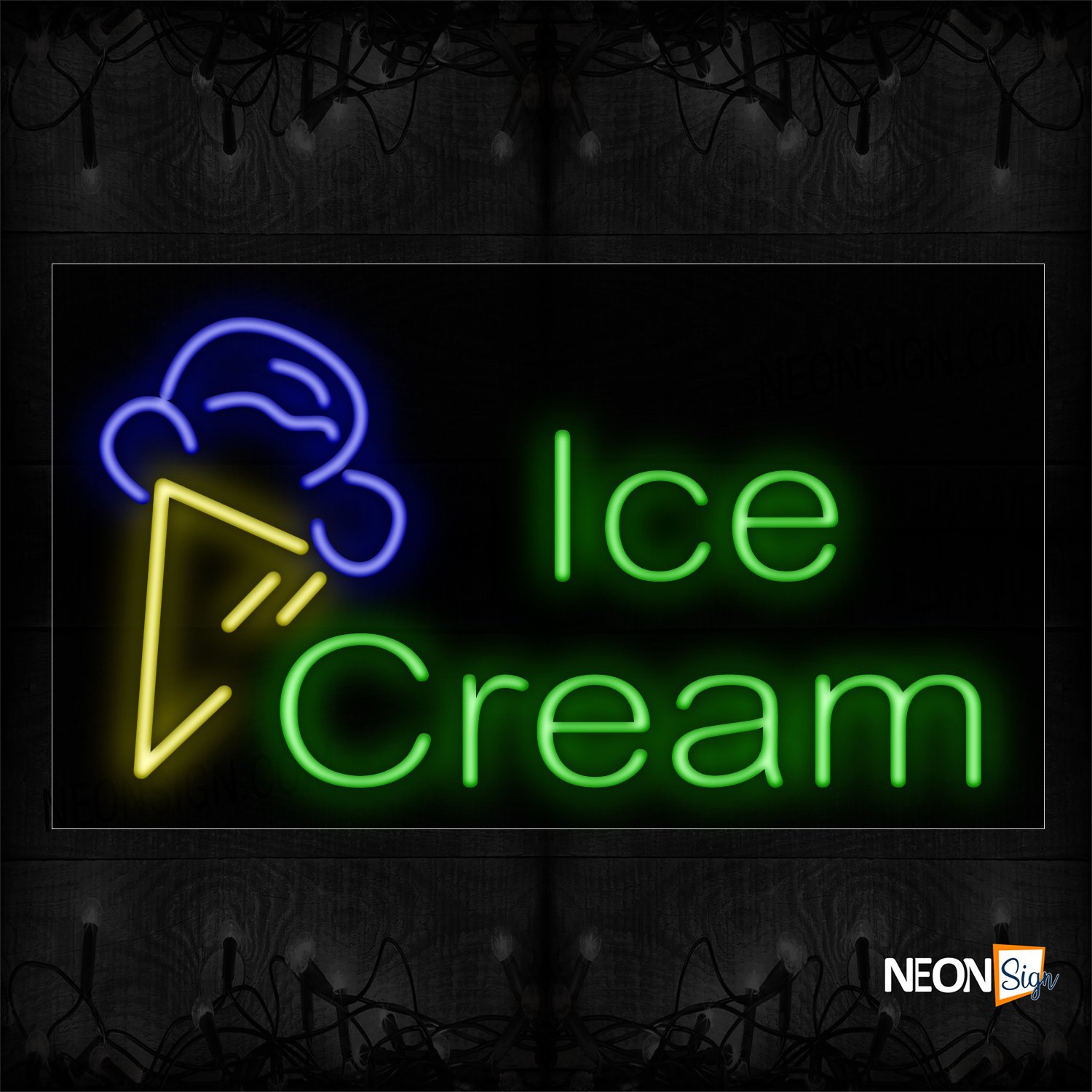Image of 10410 Ice Cream With Ice Cream Image Border Neon Signs_20x37 Black Backing