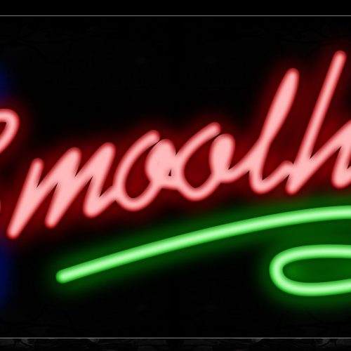Image of 10493 Smoothies with green line and glass Neon Sign_13x32 Black Backing