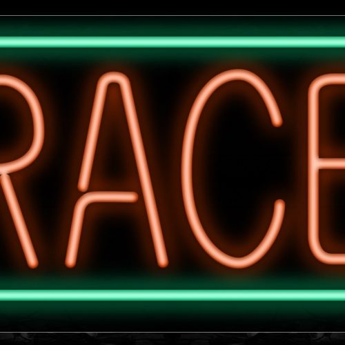 Image of 10500 Braces wtih green border Neon Sign_13x32 Black Backing