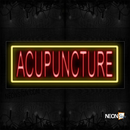Image of 10504 Acupuncture In Red With Yellow Border Neon Sign_13x32 Black Backing