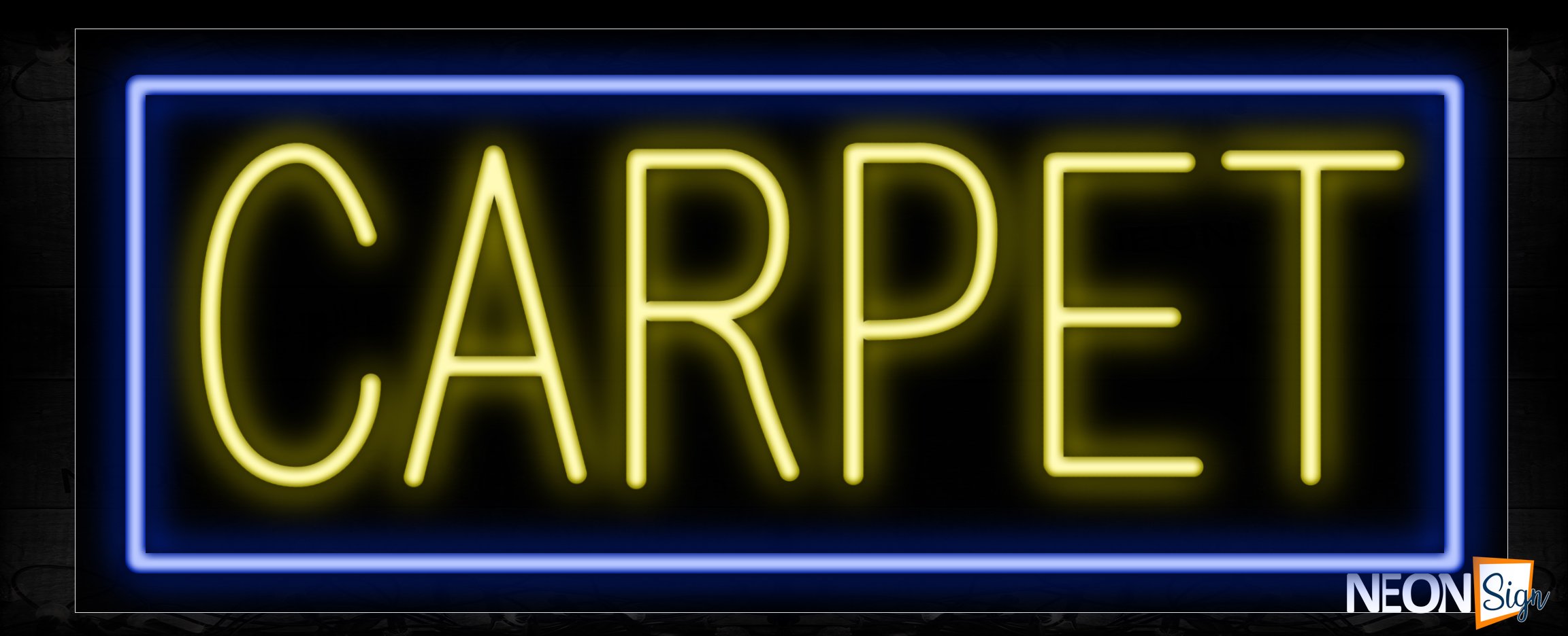 Image of 10519 Carpet with blue border Neon Sign_13x32 Black Backing