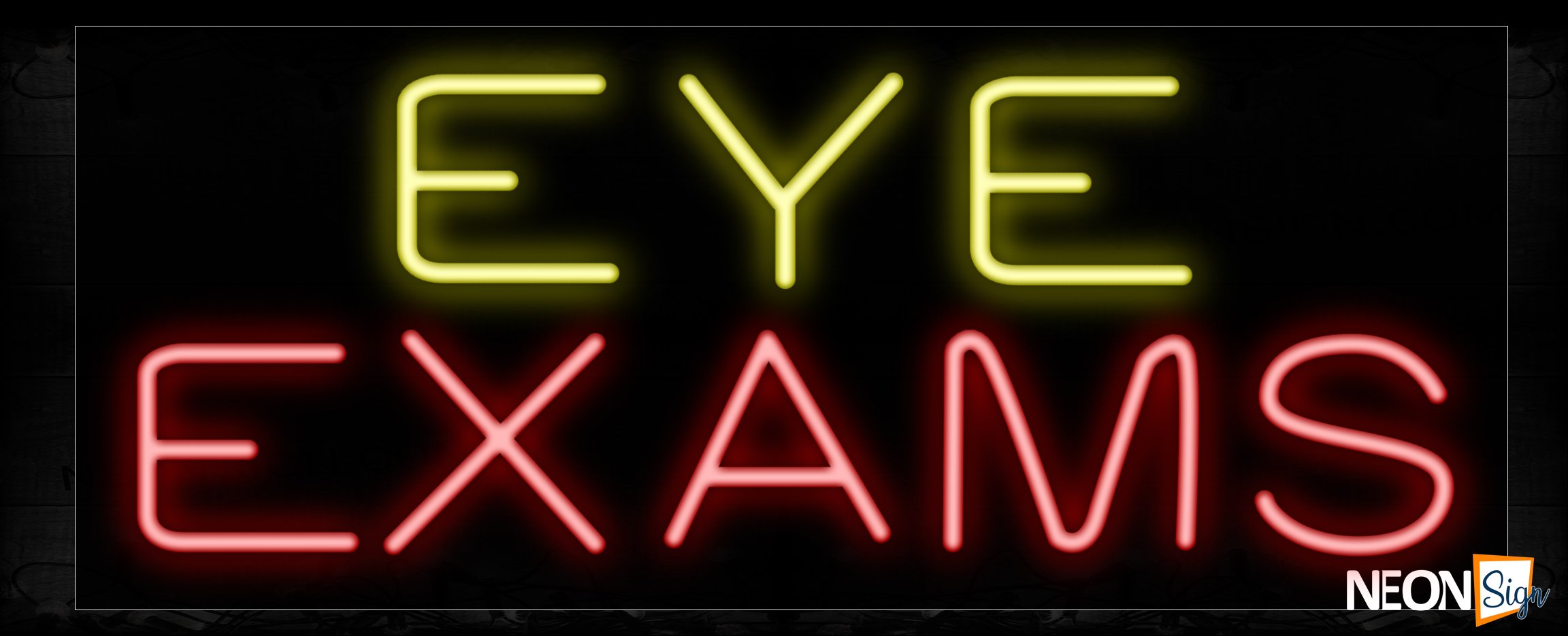 Image of 10542 Eye Exams Neon Sign_13x32 Black Backing