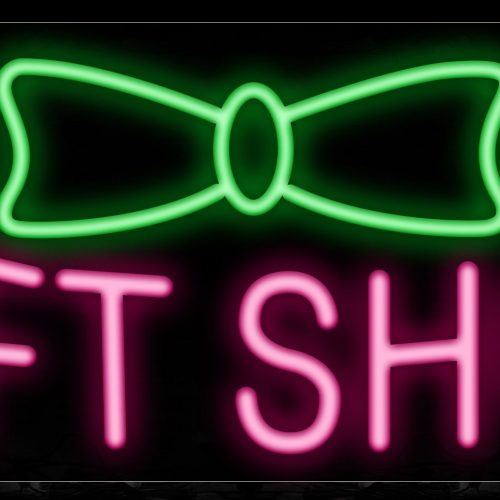 Image of 10551 Gift Shop with ribbon Neon Sign_13x32 Black Backing