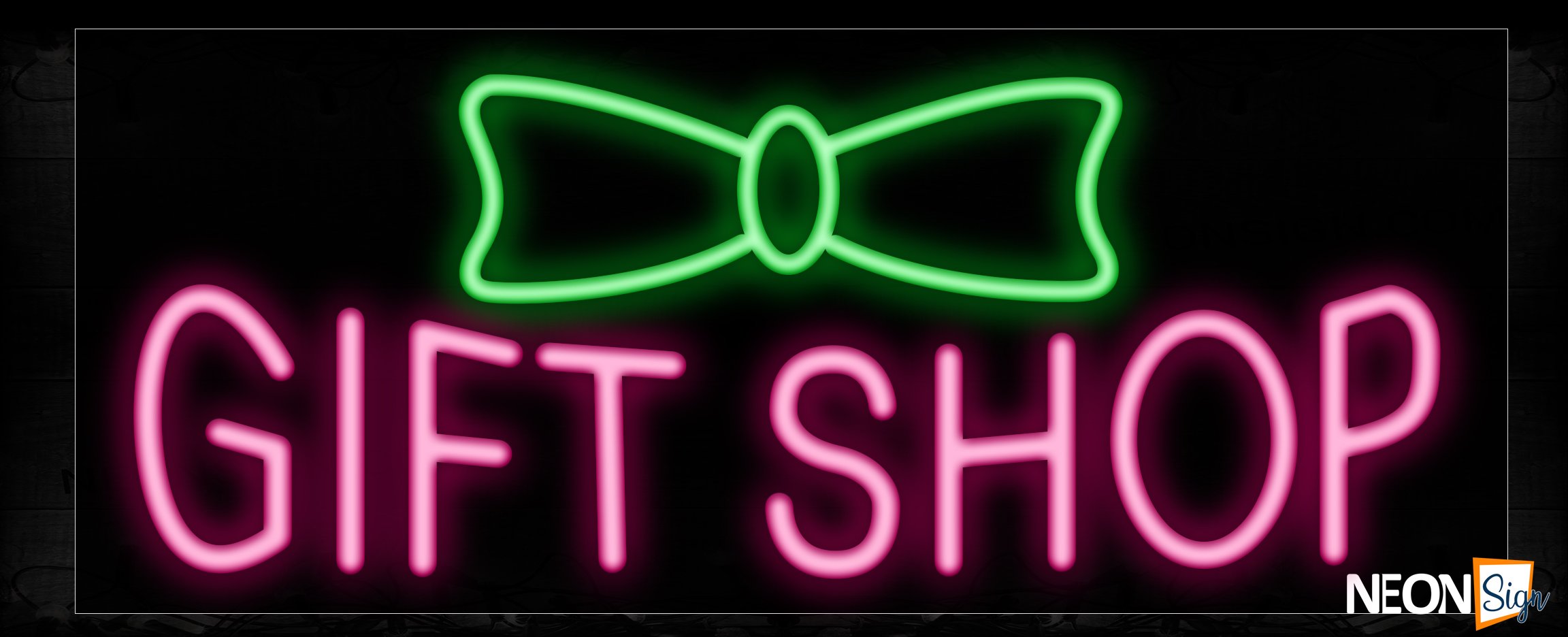 Image of 10551 Gift Shop with ribbon Neon Sign_13x32 Black Backing