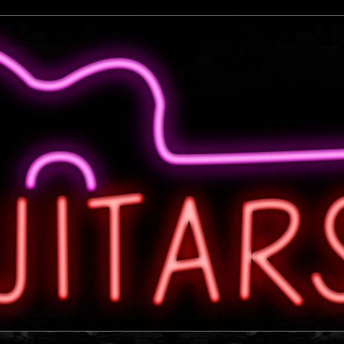 Image of 10555 Guitars with logo Neon Sign_13x32 Black Backing