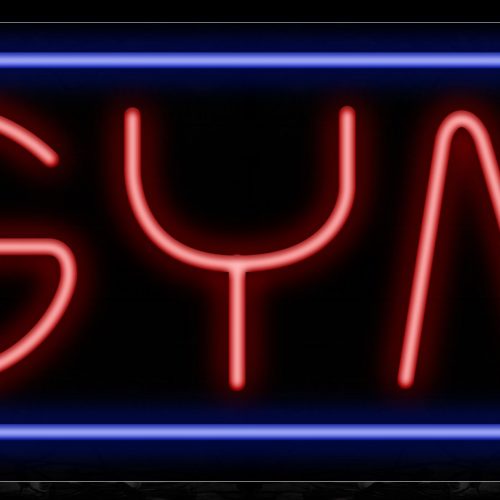 Image of 10556 Gym with border line Neon Sign_13x32 Black Backing