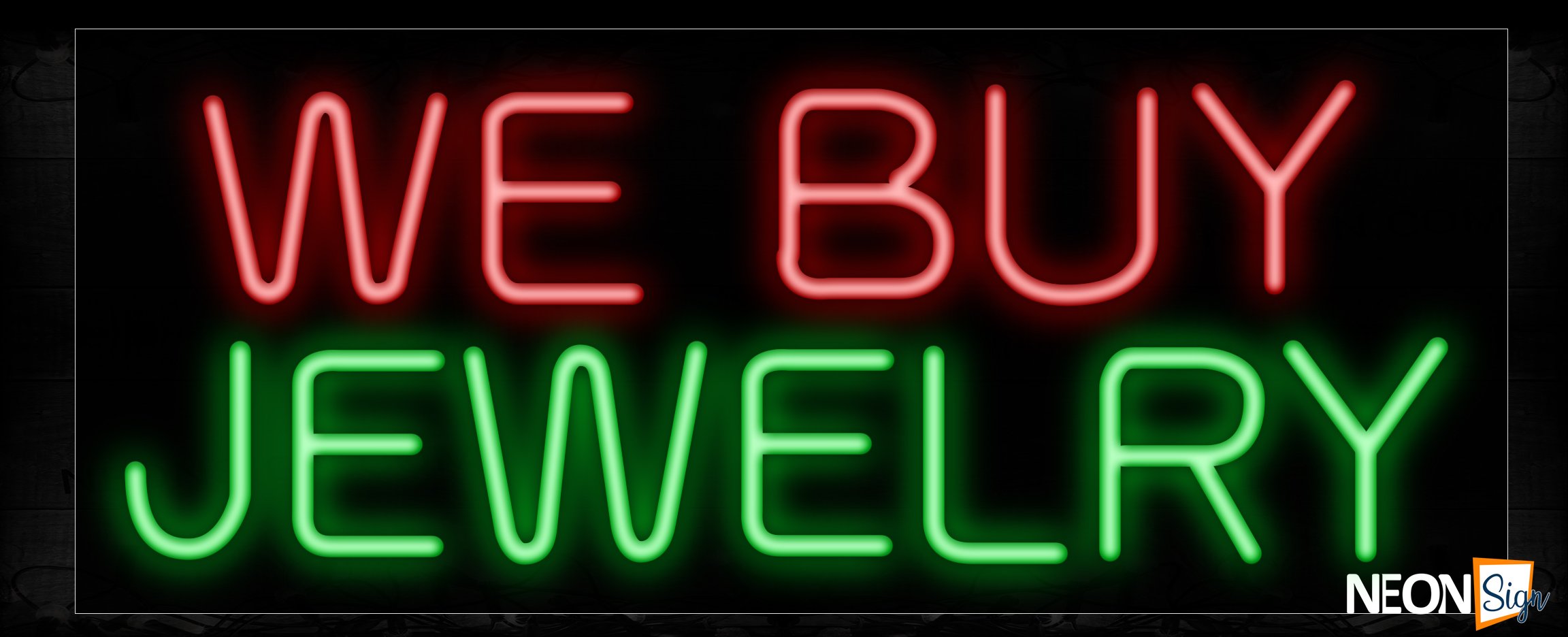 Image of 10565 We By Jewelry All Caps With 2 Lines Traditional Neon_13x32 Black Backing