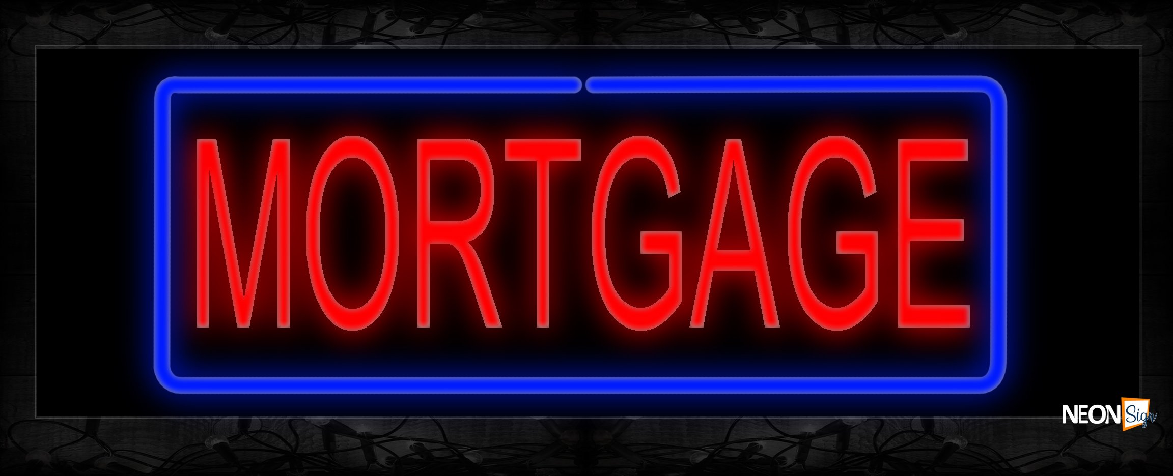 Image of 10578 Mortgage with border Neon Sign 13x32 Black Backing