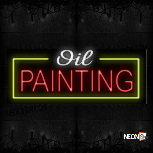 Image of 10592 Oil Printing With Yellow Border Neon Sign_13x32 Black Backing