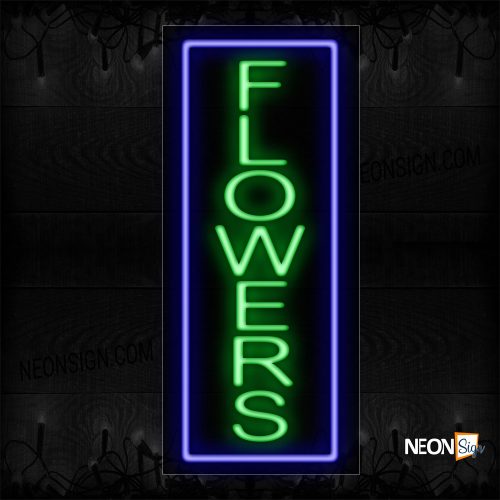 Image of 10657 Florist In Green With Purple Border (Vertical) Neon Sign_13x32 Black Backing
