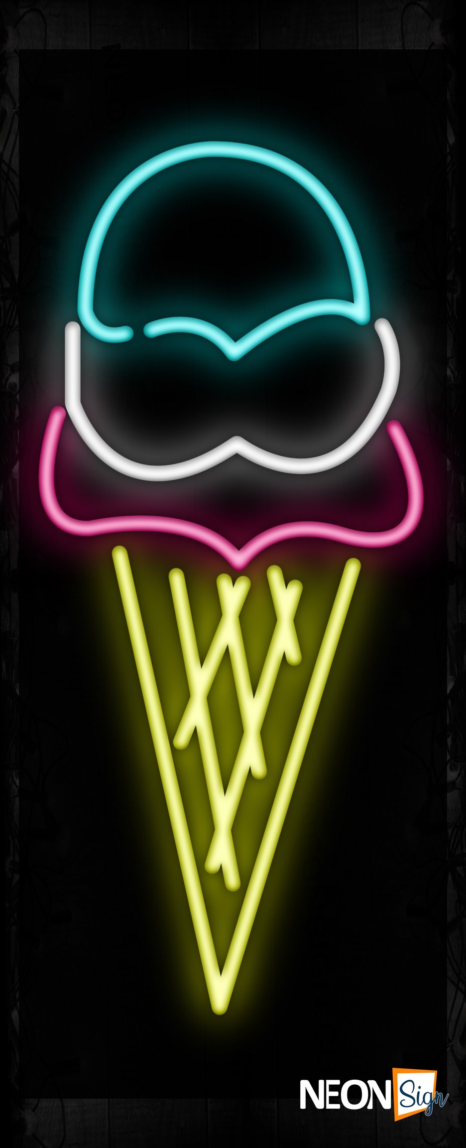 Image of 10659 Ice Cream logo Neon Signs_32 x12 Black Backing