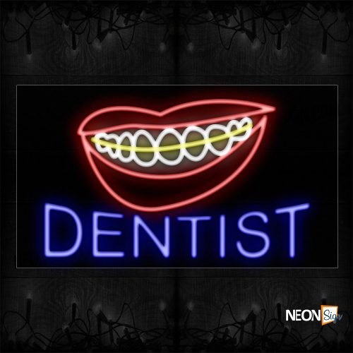 Image of 10675 Dentist With Braces Logo Neon Sign_20x37 Black Backing