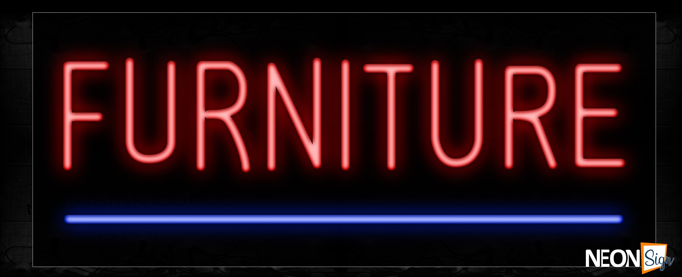 Image of 10712 Furniture in red with blue line Neon Sign_13x32 Black Backing