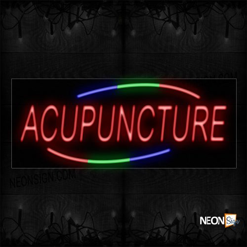 Image of 10723 Acupuncture In Red with Colorful Arc Border Neon Sign_13x32 Black Backing