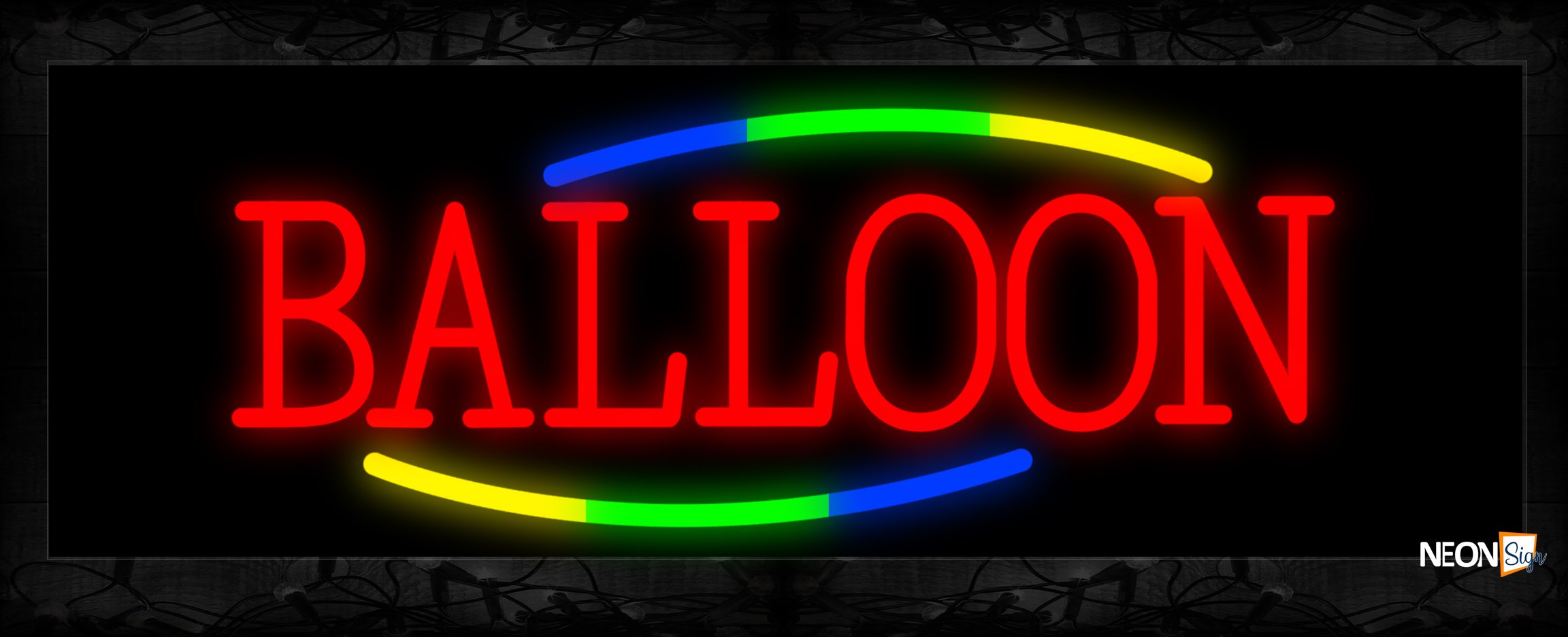 Image of 10736 Balloon with curve line Neon Sign 13x32 Black Backing