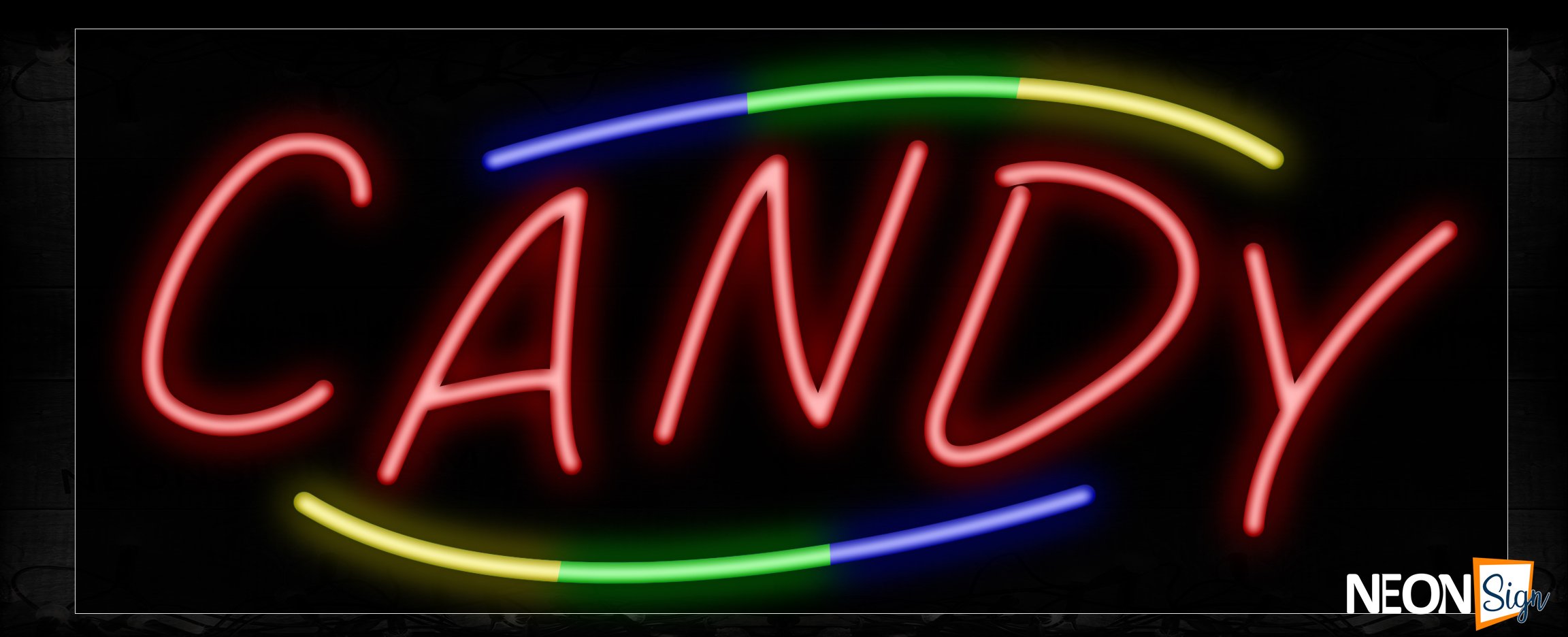 Image of 10756 Candy with colorful curve line Neon Sign_13x32 Black Backing