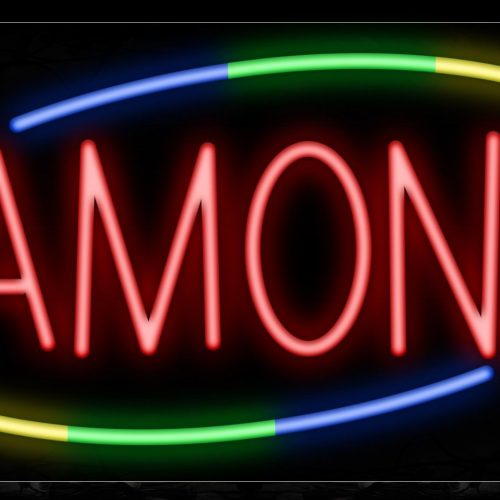 Image of 10781 Diamonds with colorful arc border Neon Sign_13x32 Black Backing