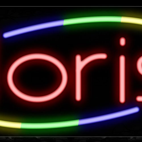 Image of 10796 Florist with arc border Neon Sign_13x32 Black Backing