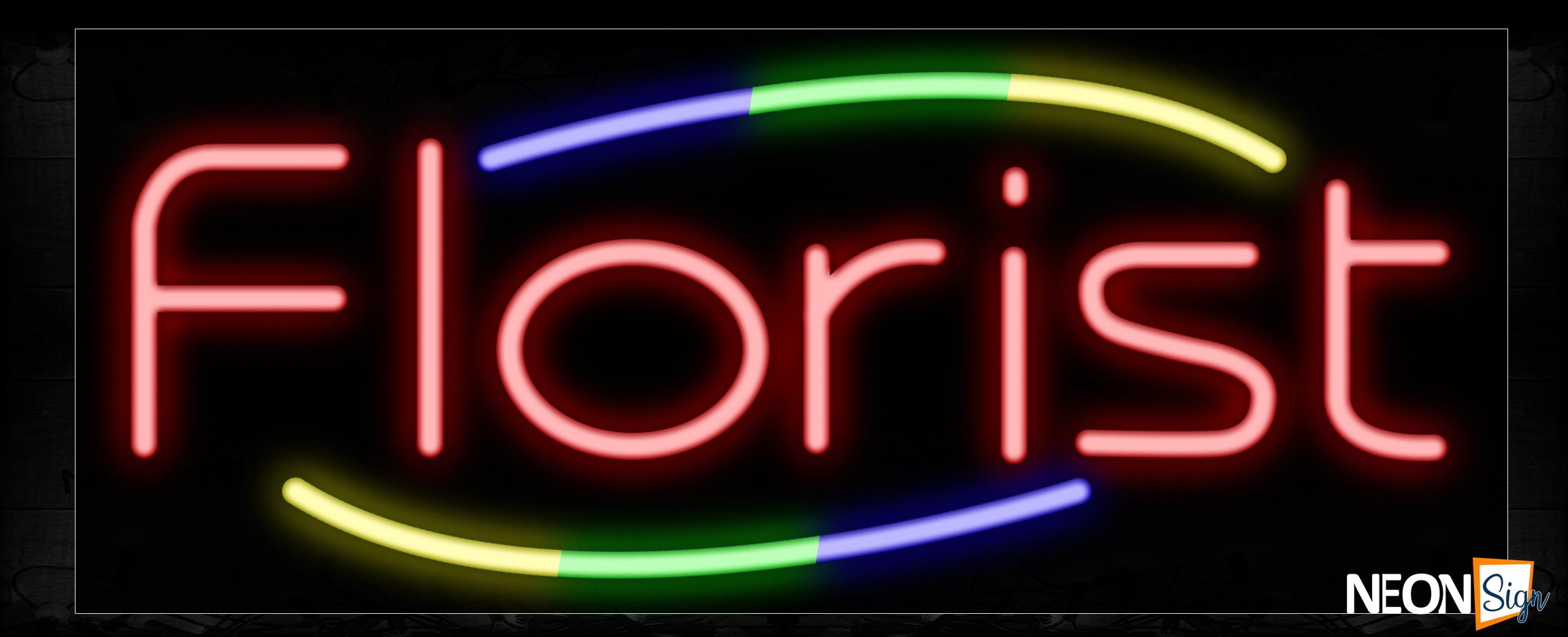 Image of 10796 Florist with arc border Neon Sign_13x32 Black Backing