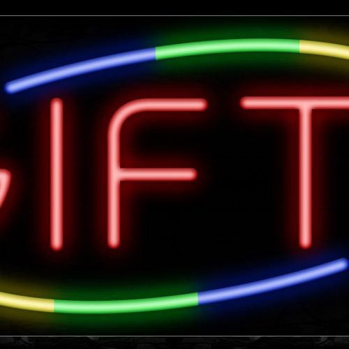 Image of 10803 Gifts with curve border Neon Sign_13x32 Black Backing