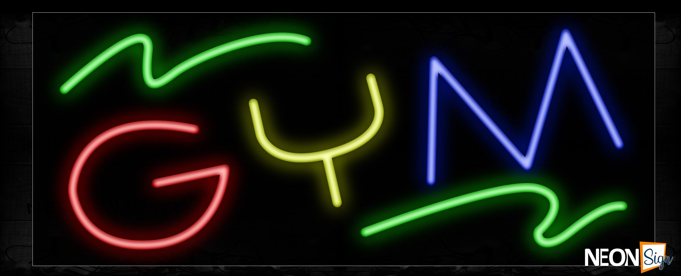 Image of 10809 Gym with curve line Neon Sign_13x32 Black Backing