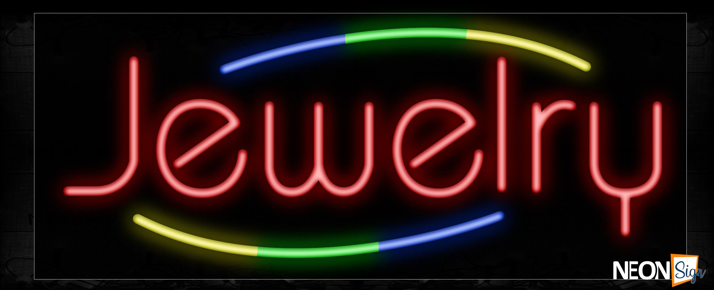 Image of 10817 Jewelry with arc sign border Neon Sign_13x32 Black Backing