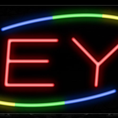 Image of 10822 Keys with colorful arc border Neon Sign_13x32 Black Backing
