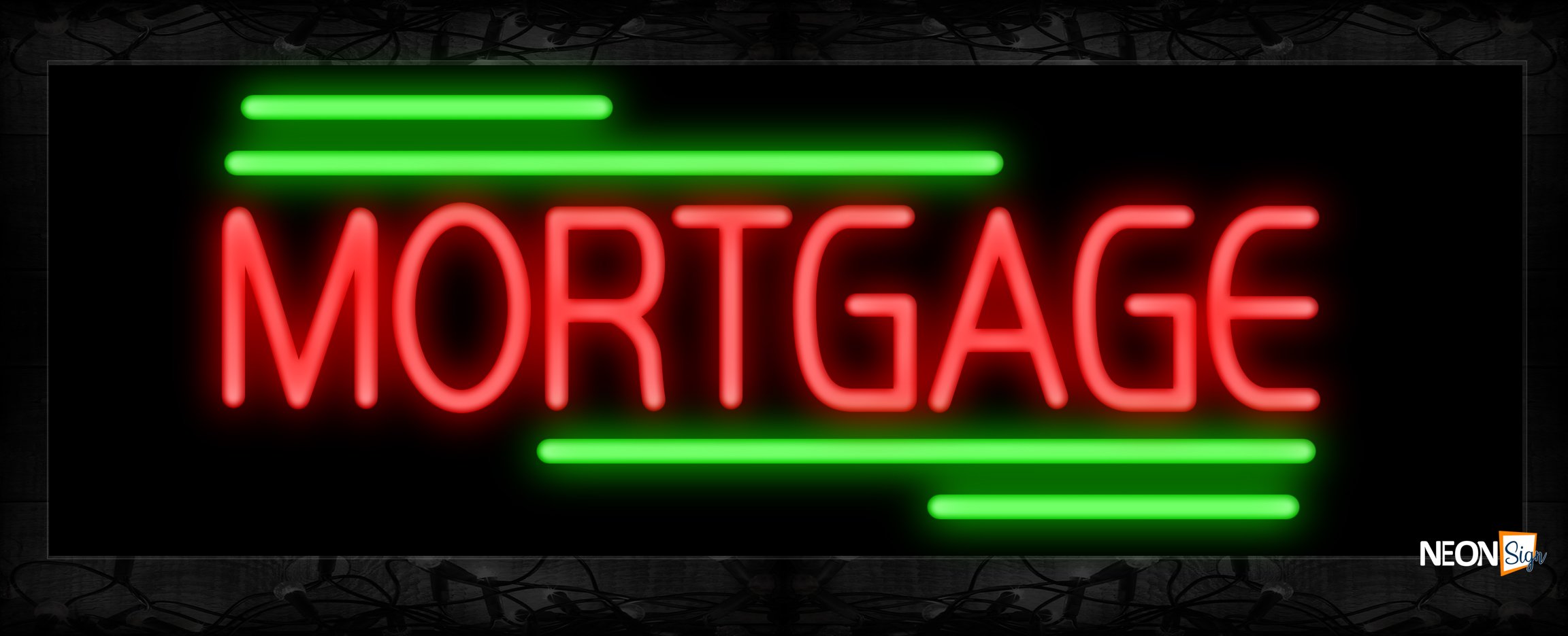 Image of 10838 Mortgage with broken line Neon Sign 13x32 Black Backing