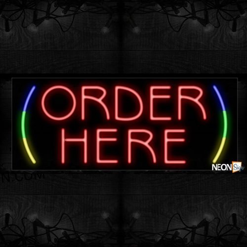 Image of 10862 Order here with vertical curve line Neon Sign_13x32 Black Backing