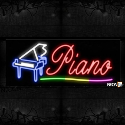 Image of 10872 Piano with instrument Neon Sign_13x32 Black Backing