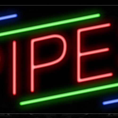 Image of 10875 Pipes in red with colorful lines Neon Sign_13x32 Black Backing