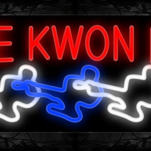 Image of 10912 Tae Kwon Do with logo Neon Sign 13x32 Black Backing