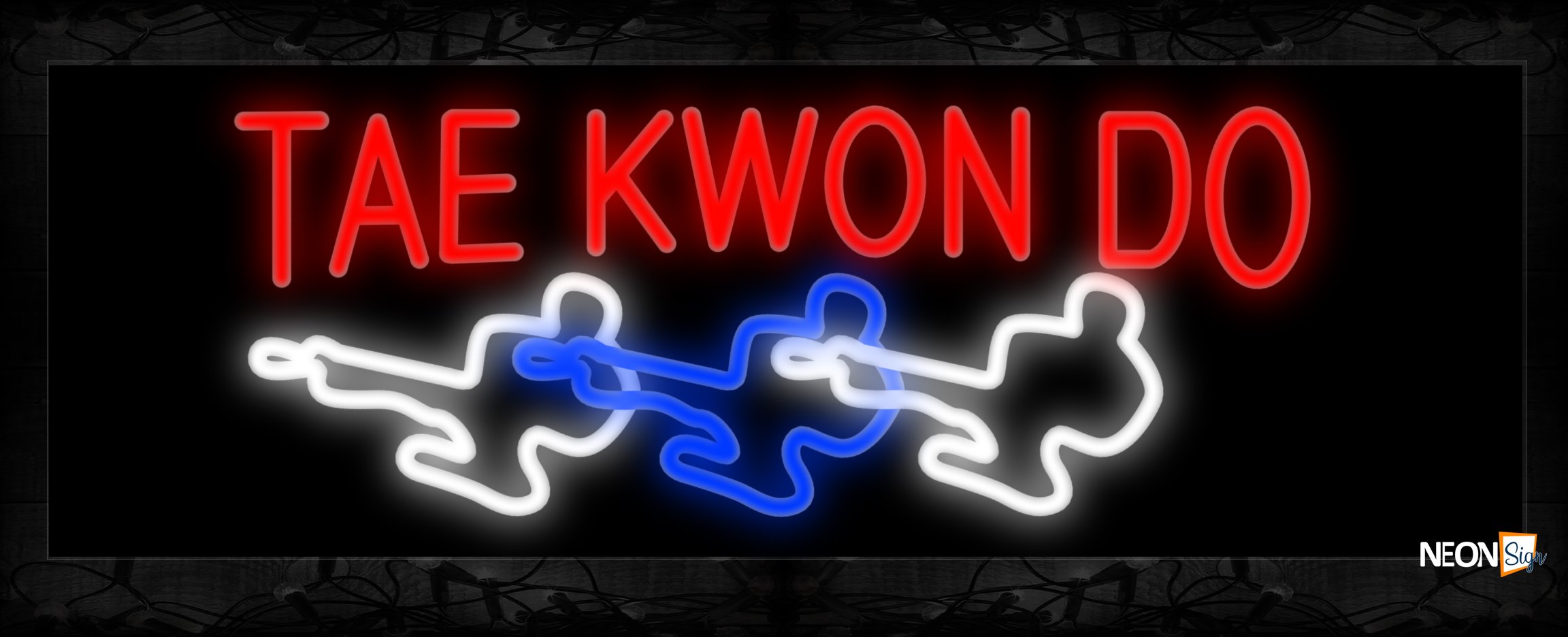 Image of 10912 Tae Kwon Do with logo Neon Sign 13x32 Black Backing