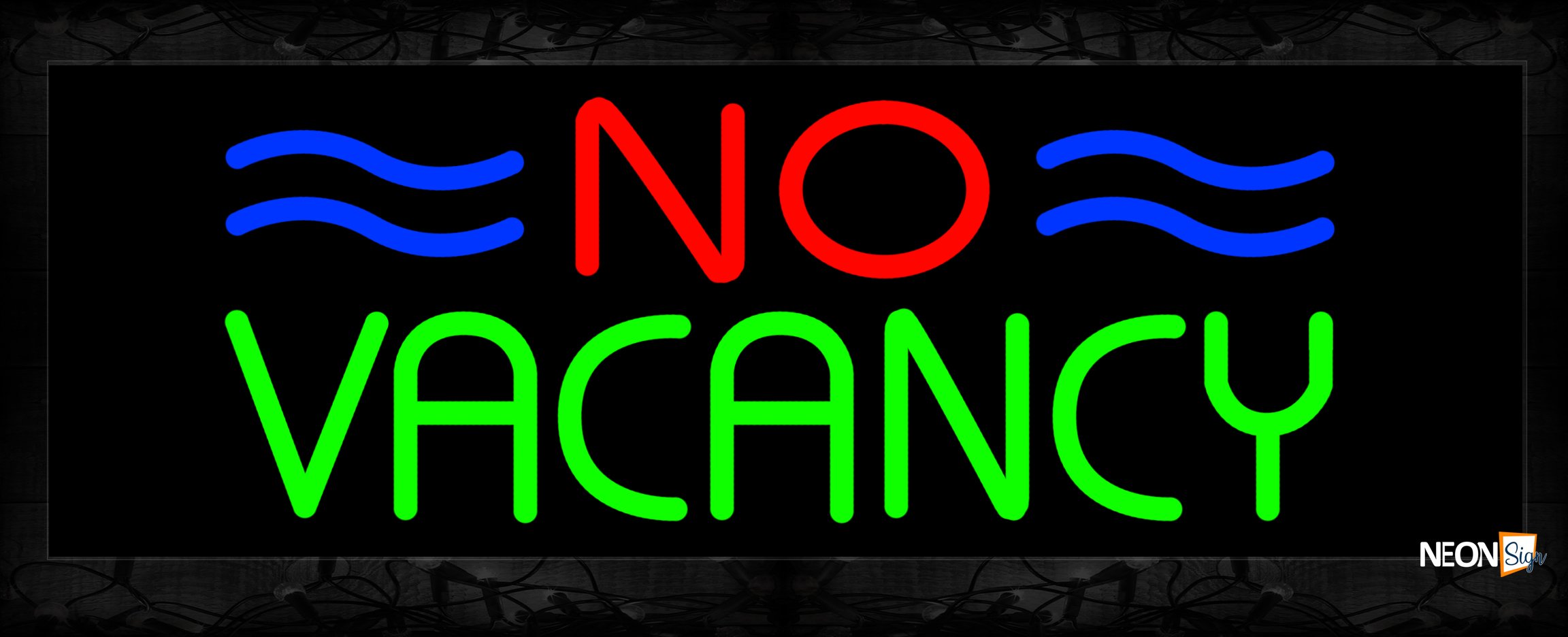 Image of 10929 No Vacancy with blue lines Neon Sign 13x32 Black Backing