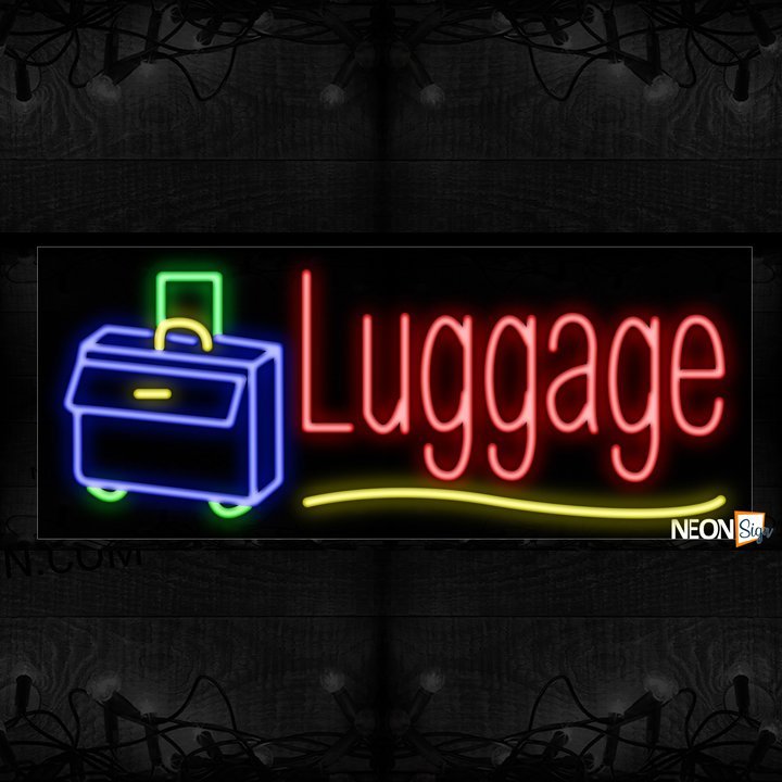 Image of 10945 Luggage with bag logo Neon Sign_13x32 Black Backing