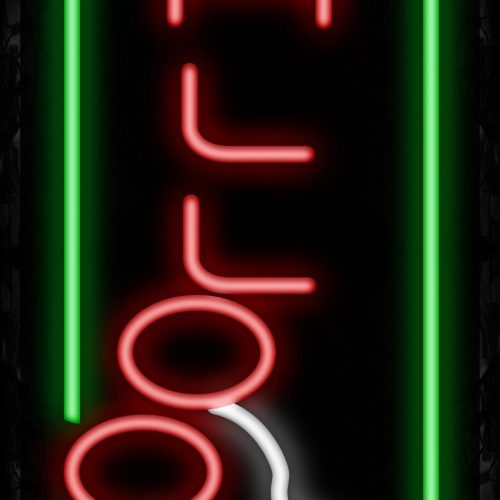 Image of 10965 Balloon with green border (Vertical) Neon Sign_32 x12 Black Backing