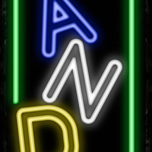 Image of 10975 Colorful double stroke CANDY with green border Neon Sign_32 x12 Black Backing