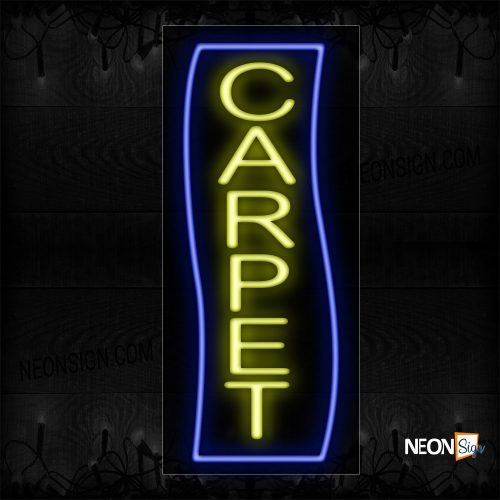Image of 10977Carpet In Yellow With Blue Border (Vertical) Neon Sign_13x32 Black Backing