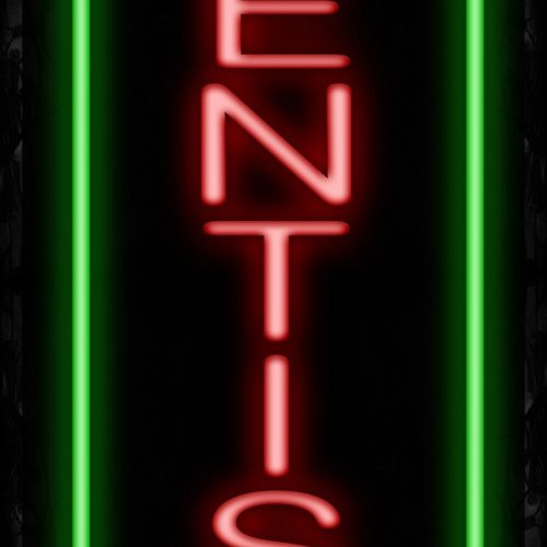 Image of 10984 Dentist with green border Neon Signs_32 x12 Black Backing