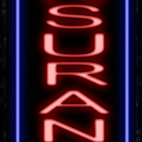 Image of 10994 Insurance with blue border (Vertical) Neon Sign_32 x12 Black Backing