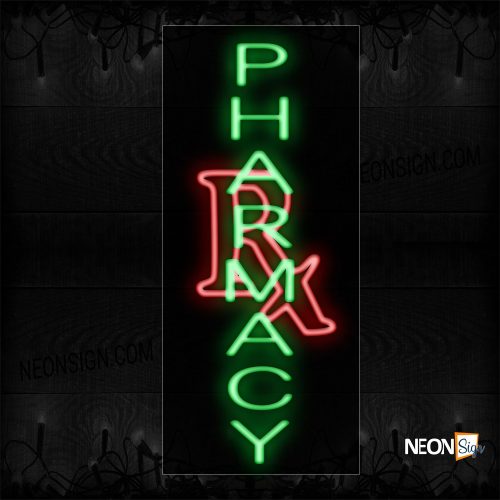 Image of 11015 Pharmacy With Rx Sign Neon Sign_13x32 Black Backing