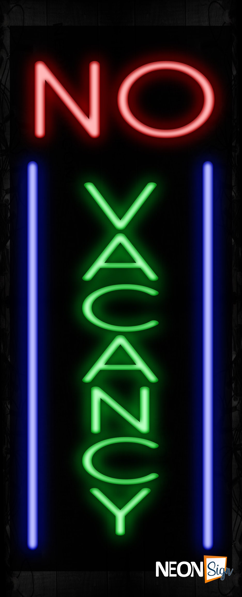 Image of 11035 No Vacancy with vertical borderline Neon Sign_32 x12 Black Backing