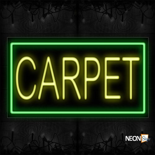 Image of 11059 Carpet In Yellow With Green Border Neon Sign_20x37 Black Backing