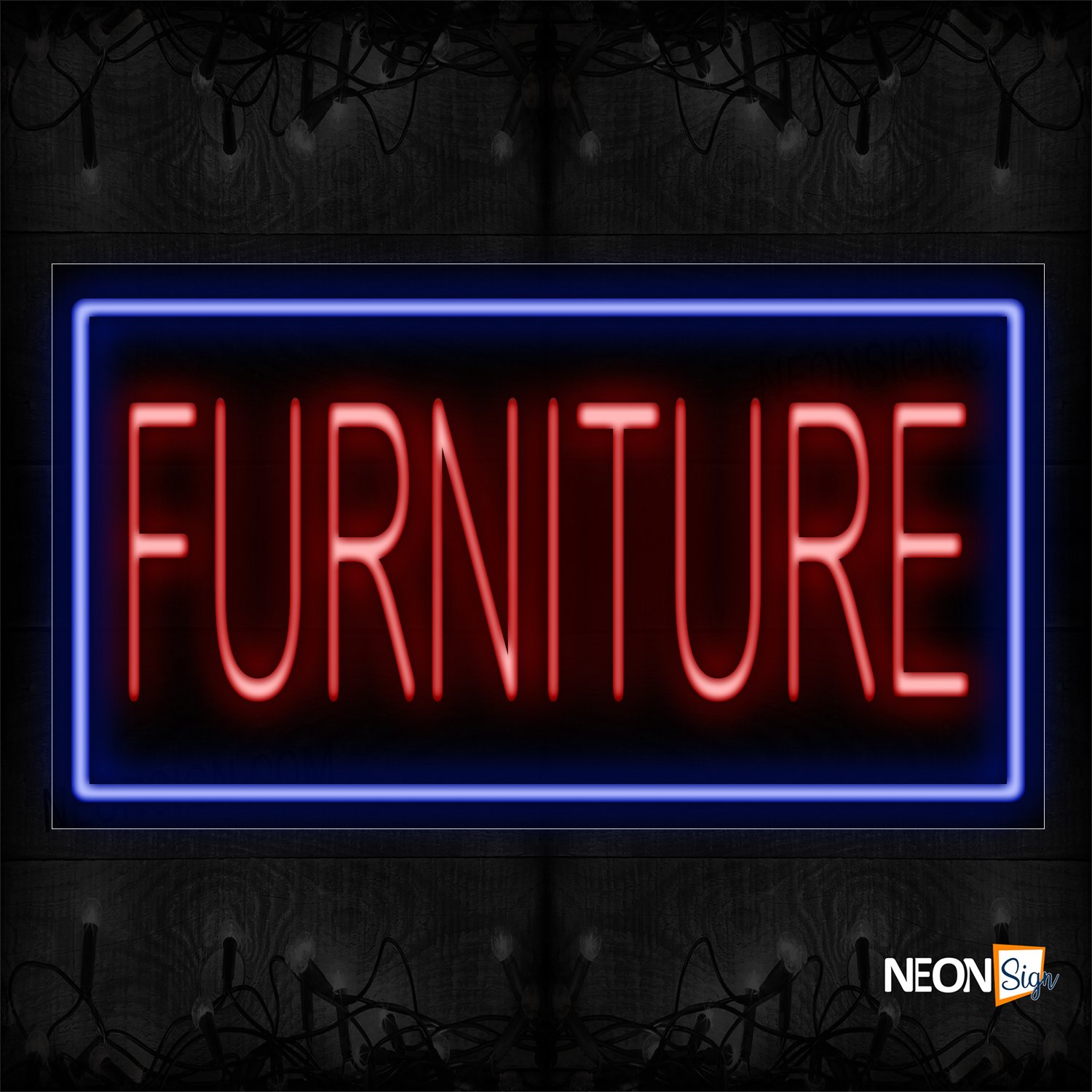 Image of 11076 Furniture With Border Neon Sign_20x37 Black Backing
