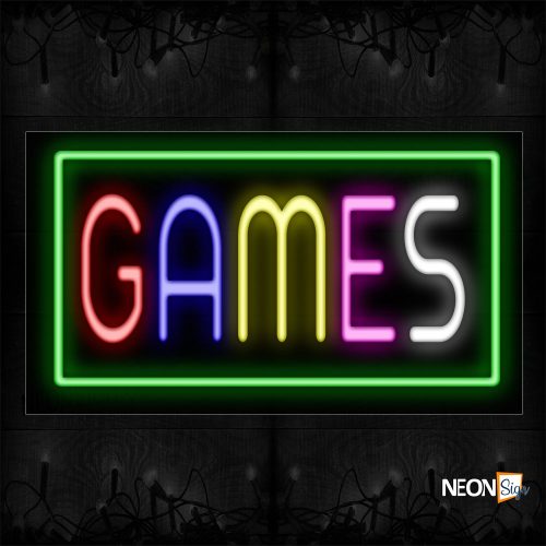 Image of 11077 Games With Border Neon Sign_20x37 Black Backing