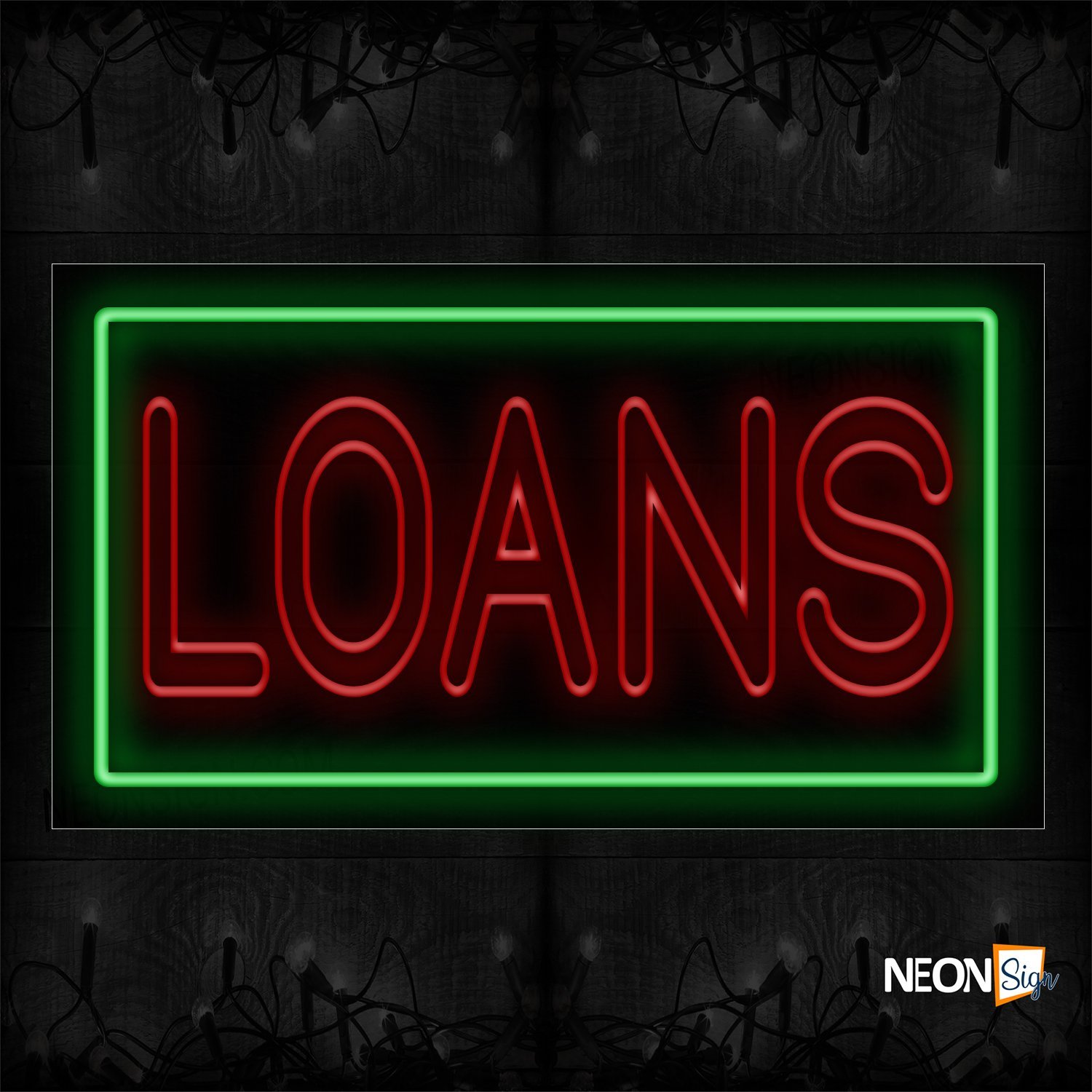 Image of 11089 Loans With Border Neon Sign_20x37 Black Backing