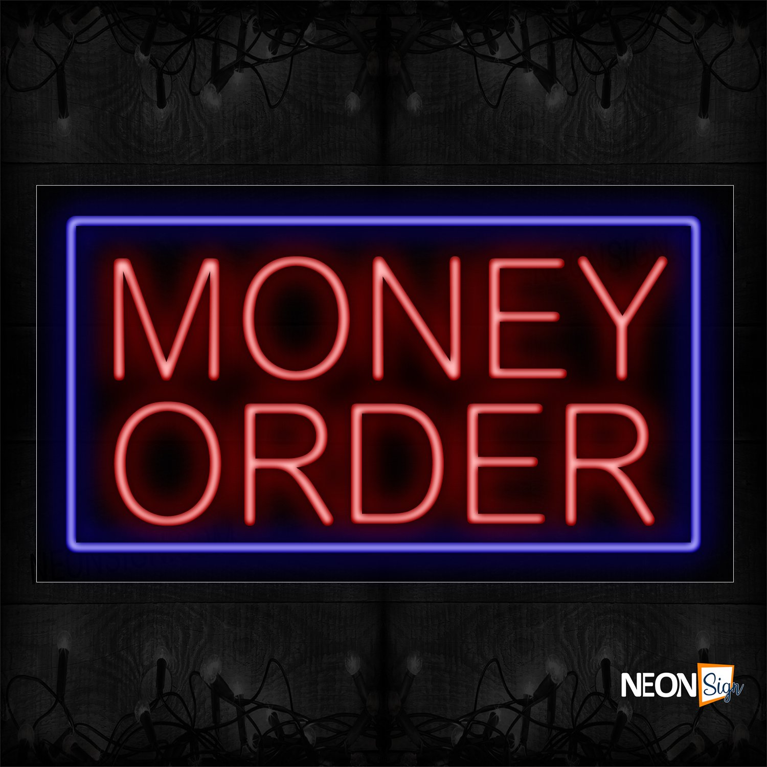 Image of 11094 Money Order With Blue Border Traditional Neon_20x37 Black Backing