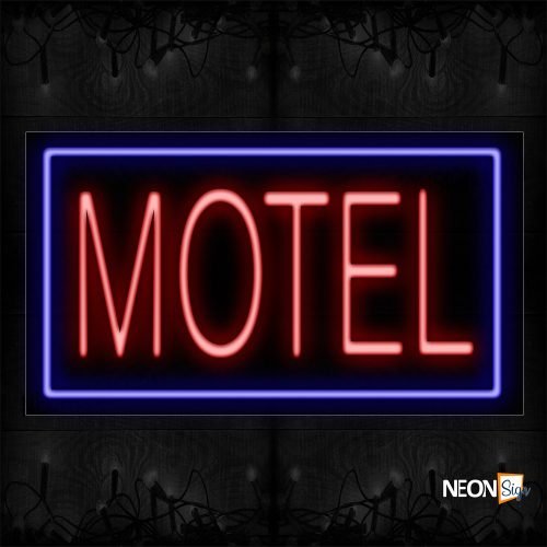 Image of 11096 Motel In Red And Blue Border Neon Sign_20x37 Black Backing