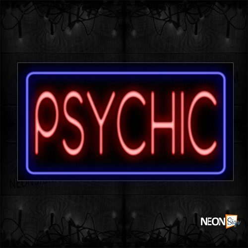 Image of 11111 Psychic In Red With Blue Border Neon Sign_20x37 Black Backing