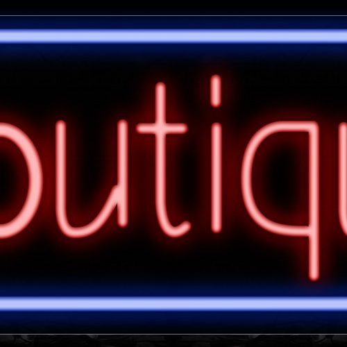 Image of 11177 Boutique with blue border Neon Sign_13x32 Black Backing